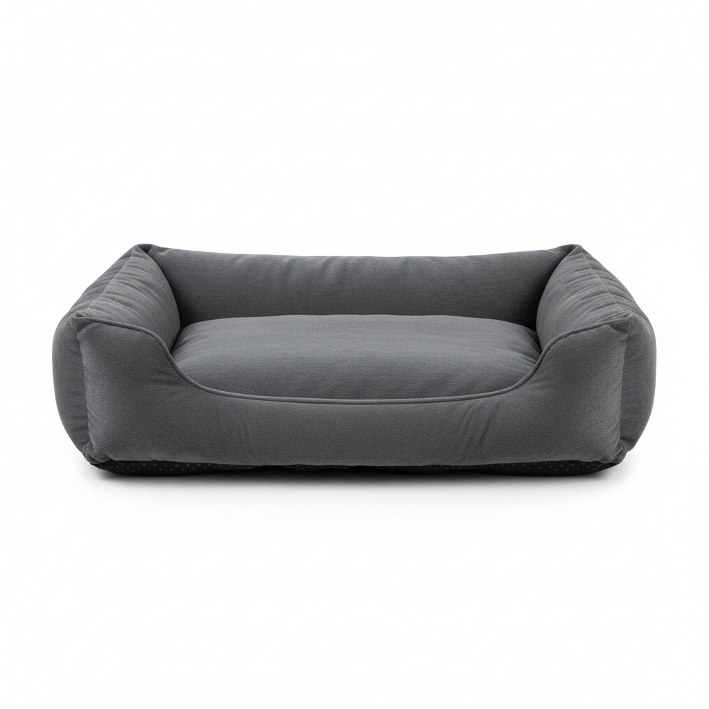 Premium orthopedic memory foam dog bed in charcoal gray