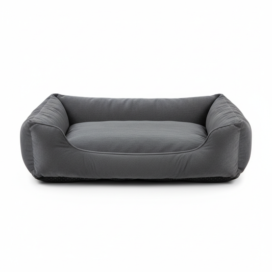 Premium orthopedic memory foam dog bed in charcoal gray
